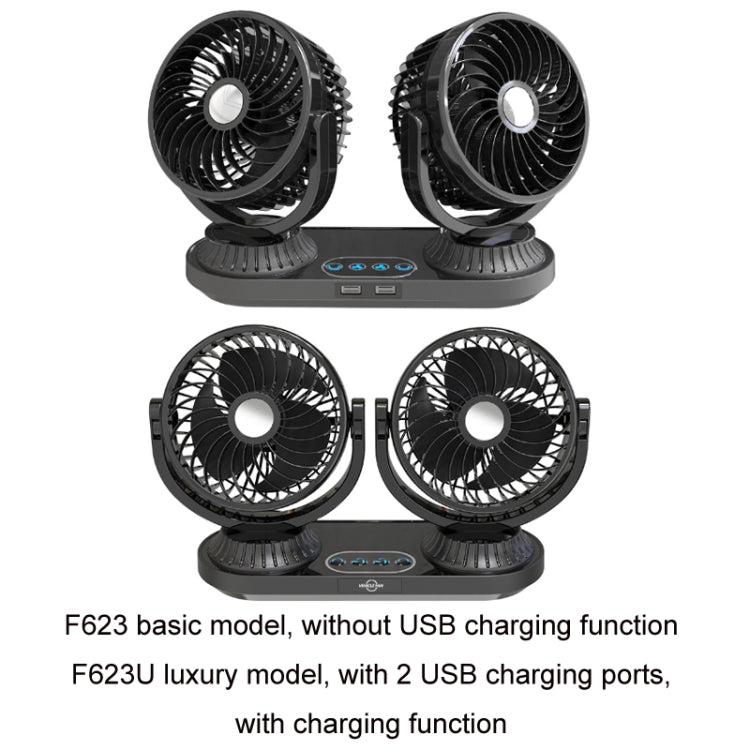 12V/24V Vehicle Electric Oscillating Head Rotatable Double Head Fan