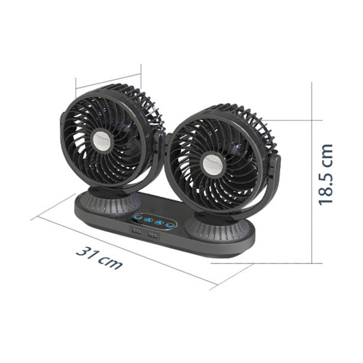 12V/24V Vehicle Electric Oscillating Head Rotatable Double Head Fan