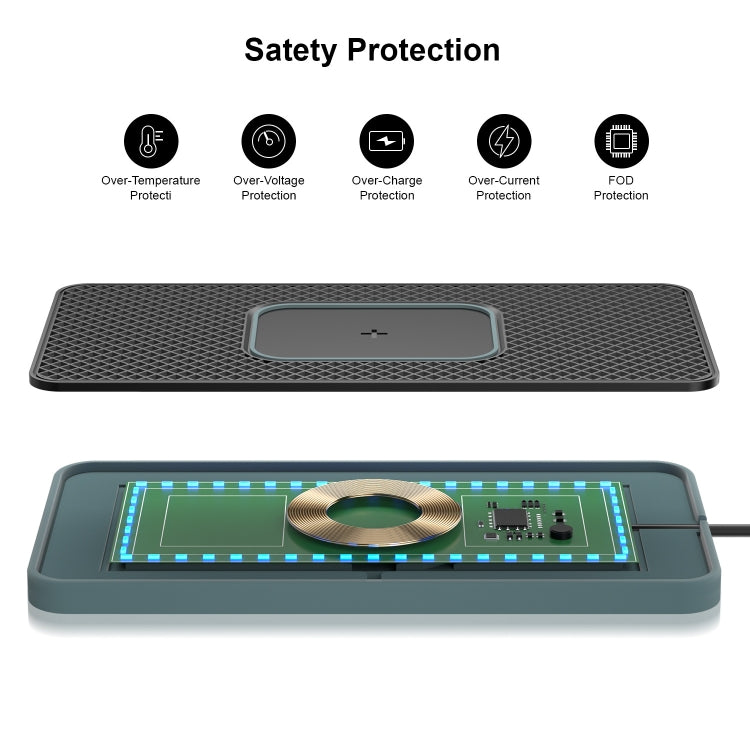 2 In 1 15W Car Mobile Phone Wireless Charger Non-slip Mat with Colorful Light, USB Cable 1m, USB-C/Type-C Cable 1m, USB Cable 0.3m, USB-C/Type-C Cable 0.3m