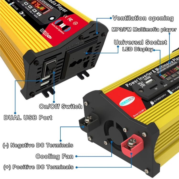 SOLIKE TECH 300W Inverter with Bluetooth MP3/FM Multimedia Player