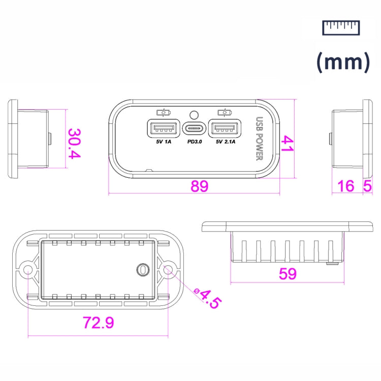 12/24V USB+Type-C Car, RV, Boat Mobile Phone Charger Modification