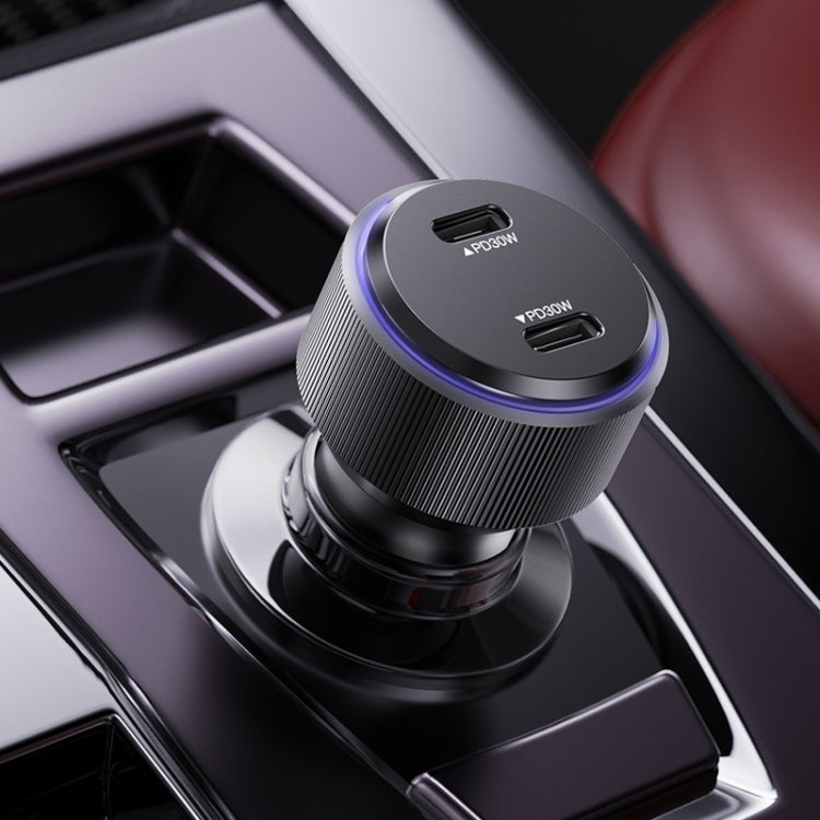 Yesido Y48  60W Car Fast Charger Aluminum Aluminum Double Type-C/USB-C Port Car Charger, Y48