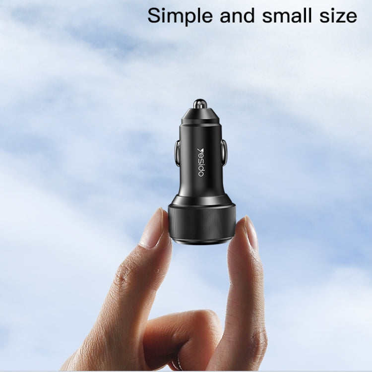 Yesido Y48  60W Car Fast Charger Aluminum Aluminum Double Type-C/USB-C Port Car Charger, Y48