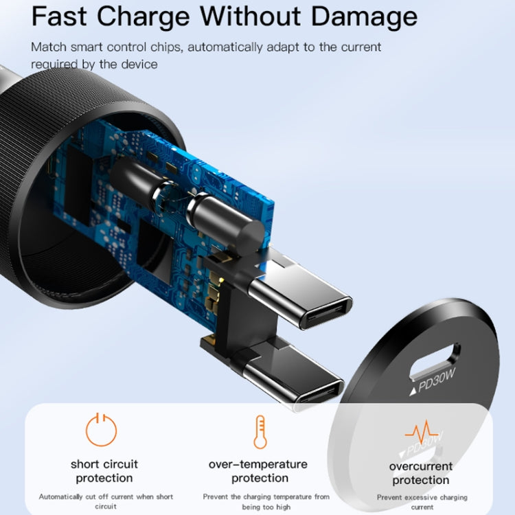 Yesido Y48  60W Car Fast Charger Aluminum Aluminum Double Type-C/USB-C Port Car Charger, Y48
