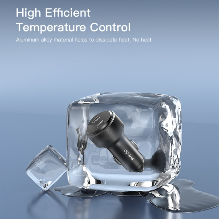 Yesido Y48  60W Car Fast Charger Aluminum Aluminum Double Type-C/USB-C Port Car Charger, Y48