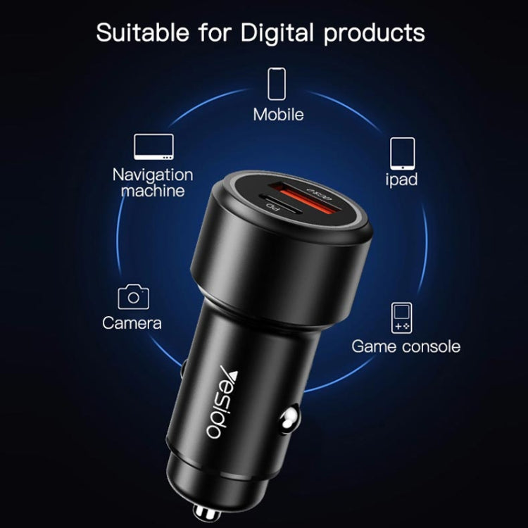 Yesido Y42 PD+QC3.0 Car Charger Cigarette Lighter 42W Fast Charger, Y42