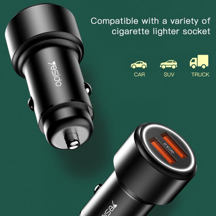 Yesido Y43 Dual USB Port Car Fast Charger Cigarette Lighter 36W Car Charger, Y43