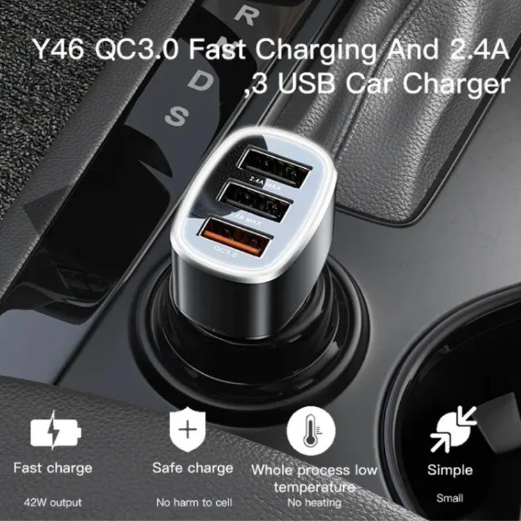 Yesido Y46 42W 3 USB Port Car Fast Charger, Y46
