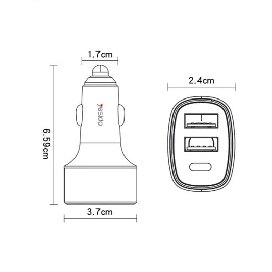 Yesido Y47 49W Double USB+Type-C/USB-C Port Car Fast Charger, Y47