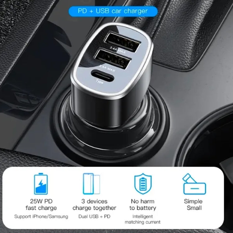 Yesido Y47 49W Double USB+Type-C/USB-C Port Car Fast Charger, Y47