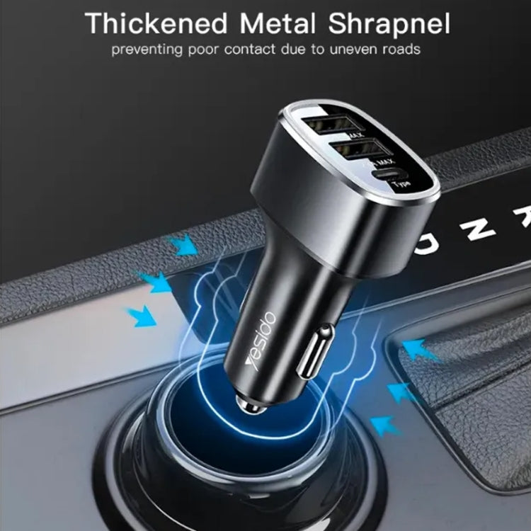 Yesido Y47 49W Double USB+Type-C/USB-C Port Car Fast Charger, Y47