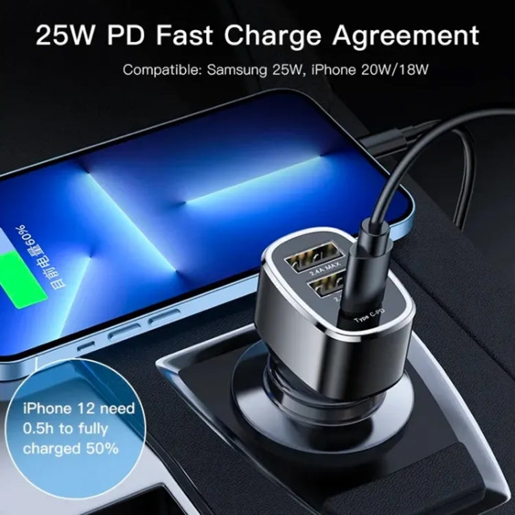 Yesido Y47 49W Double USB+Type-C/USB-C Port Car Fast Charger, Y47
