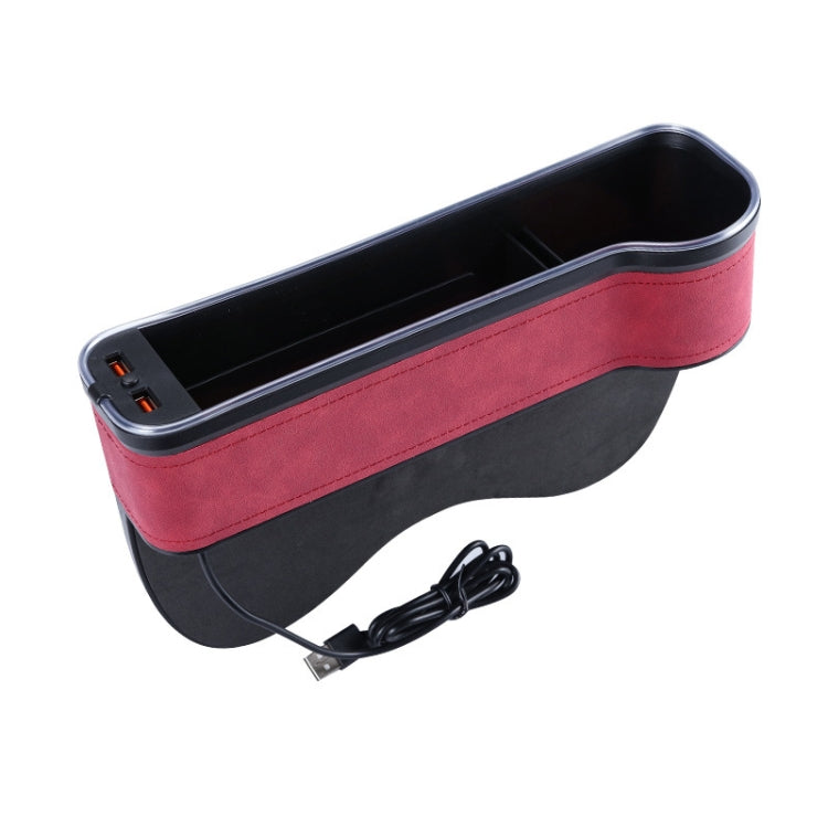 Car Central Control Seat Gap Storage Box with Dual USB Ambient Lights