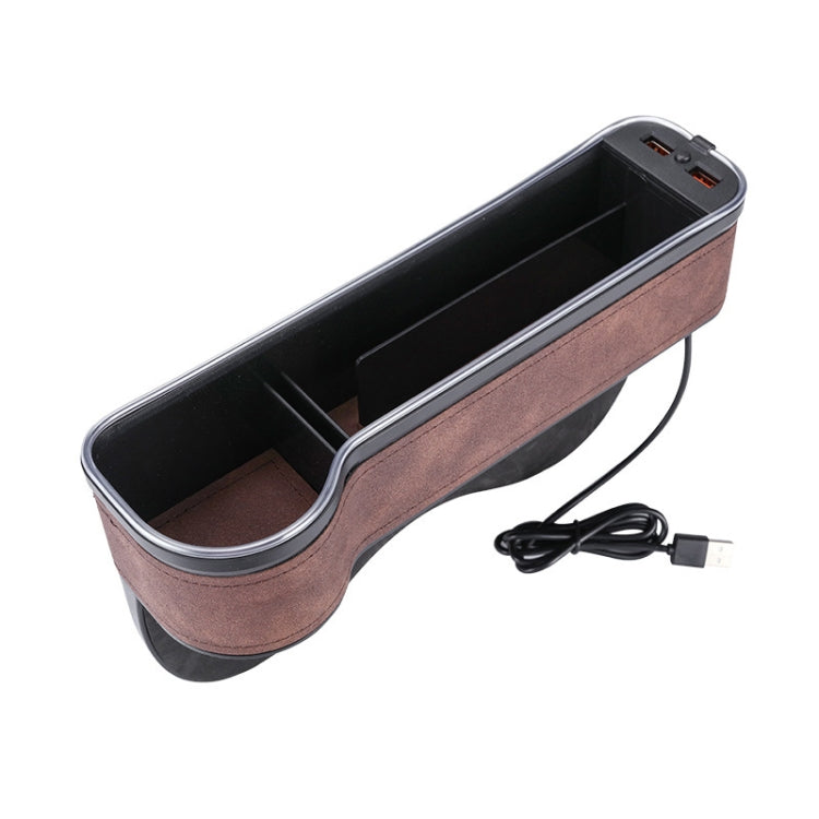 Car Central Control Seat Gap Storage Box with Dual USB Ambient Lights
