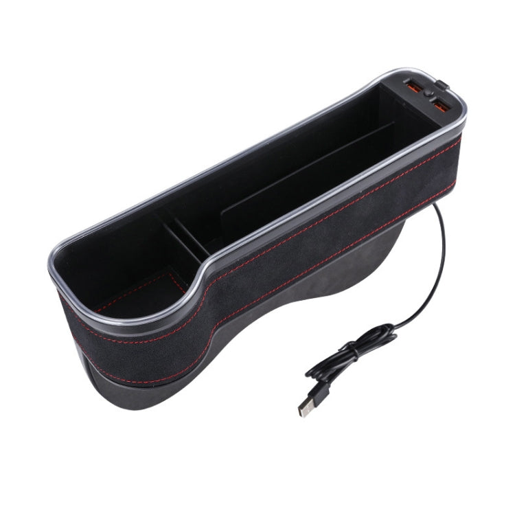Car Central Control Seat Gap Storage Box with Dual USB Ambient Lights