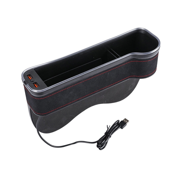 Car Central Control Seat Gap Storage Box with Dual USB Ambient Lights