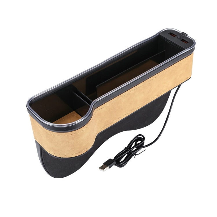 Car Central Control Seat Gap Storage Box with Dual USB Ambient Lights