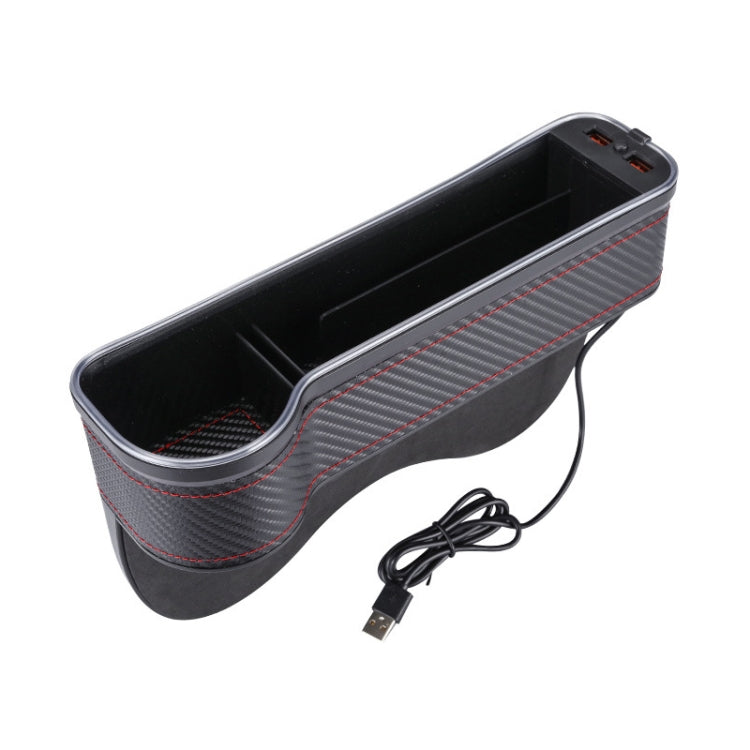 Car Central Control Seat Gap Storage Box with Dual USB Ambient Lights