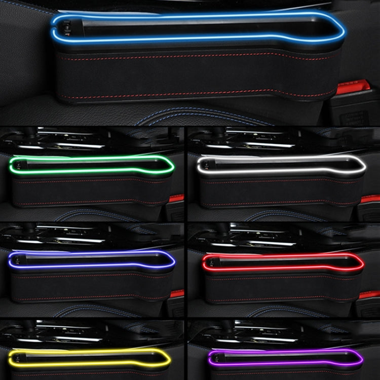Car Central Control Seat Gap Storage Box with Dual USB Ambient Lights