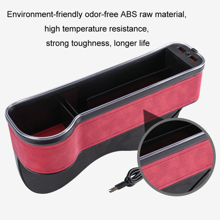 Car Central Control Seat Gap Storage Box with Dual USB Ambient Lights
