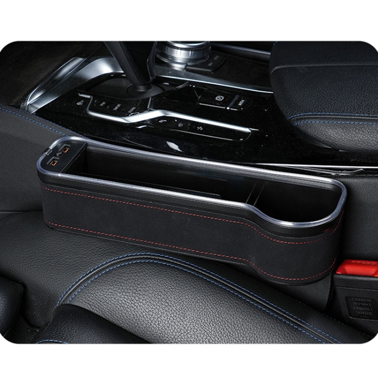 Car Central Control Seat Gap Storage Box with Dual USB Ambient Lights