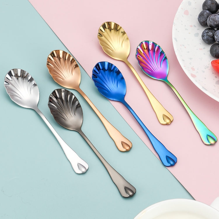 Stainless Steel Water Droplet Shell Spoon Ice Cream Spoon Coffee Mixing Spoon