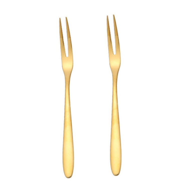 2pcs 304 Stainless Steel Fruit Cake Fork Plating Titanium Tableware