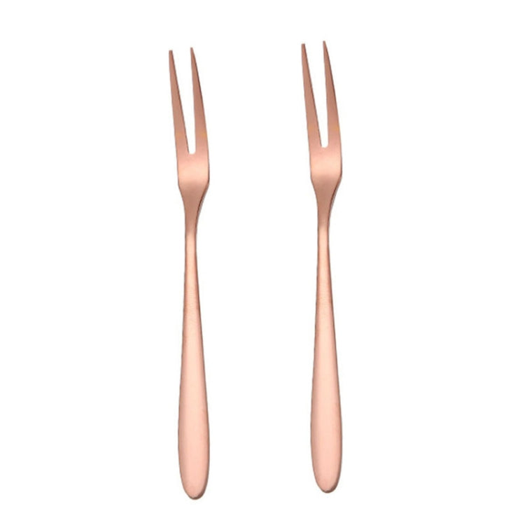2pcs 304 Stainless Steel Fruit Cake Fork Plating Titanium Tableware