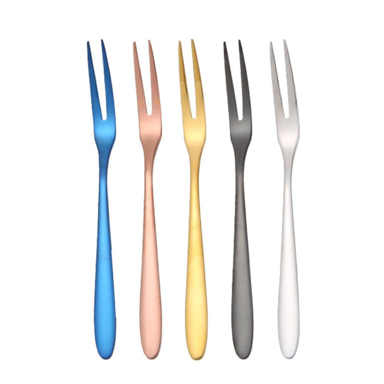 2pcs 304 Stainless Steel Fruit Cake Fork Plating Titanium Tableware