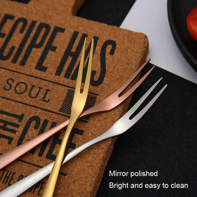 2pcs 304 Stainless Steel Fruit Cake Fork Plating Titanium Tableware