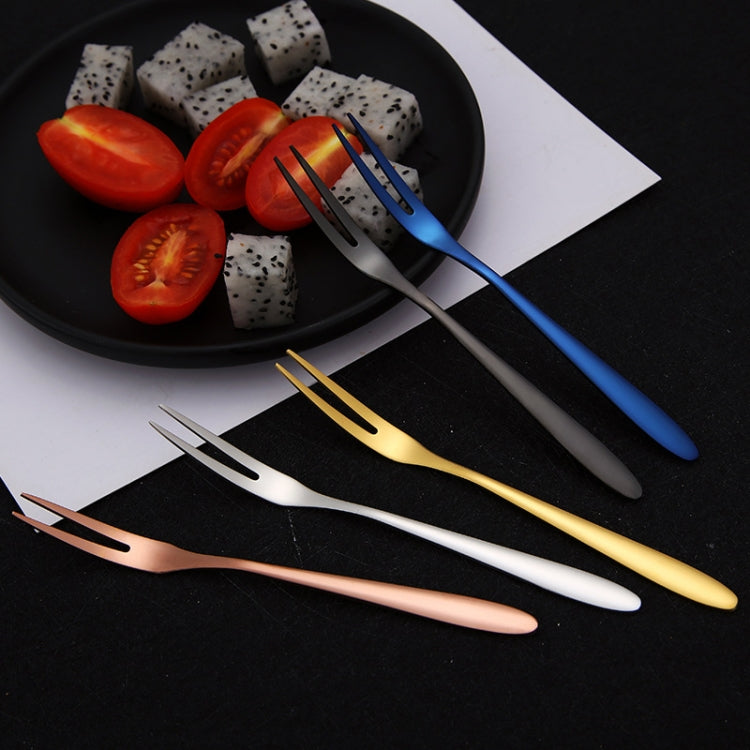 2pcs 304 Stainless Steel Fruit Cake Fork Plating Titanium Tableware