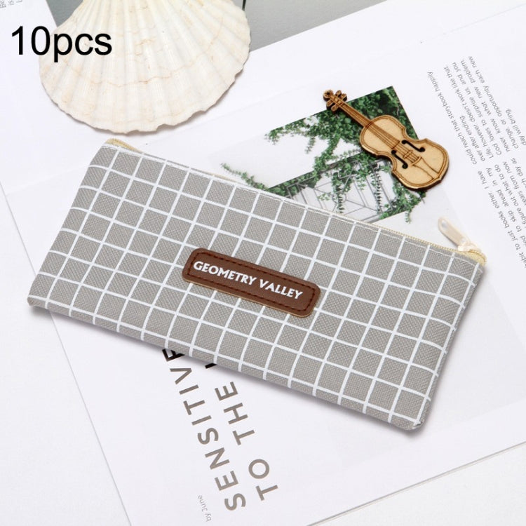 10pcs Simple Pencil Bag Canvas Student Stationery Bag Large Capacity Pencil Bag