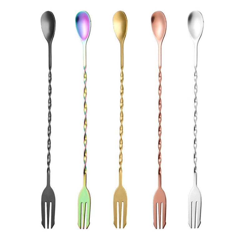 Large 410 Stainless Steel Double Head Spoon Thread Cocktail Mixing Spoon