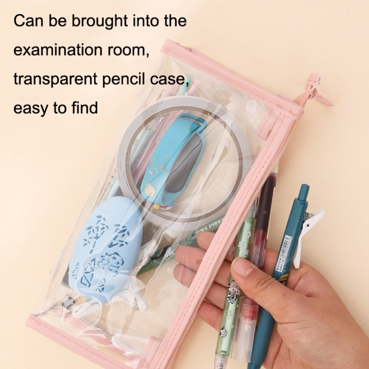 3pcs PVC Student Stationery Storage Transparent Pencil Bag Exam Transparent Zipper Pencil Bag