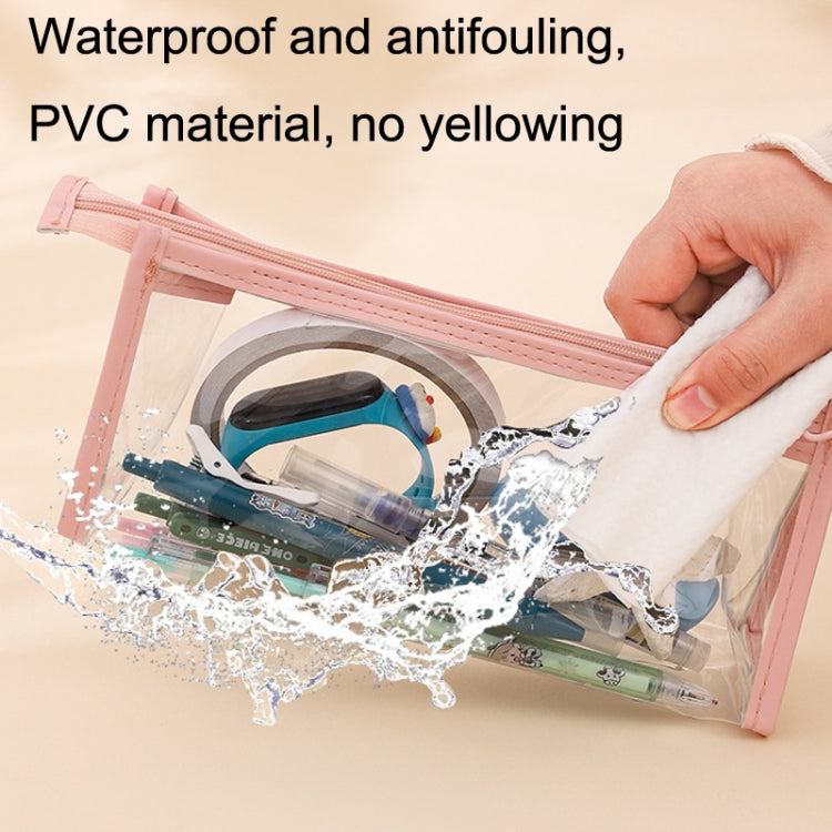 3pcs PVC Student Stationery Storage Transparent Pencil Bag Exam Transparent Zipper Pencil Bag