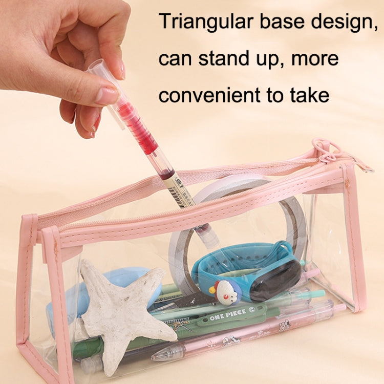 3pcs PVC Student Stationery Storage Transparent Pencil Bag Exam Transparent Zipper Pencil Bag