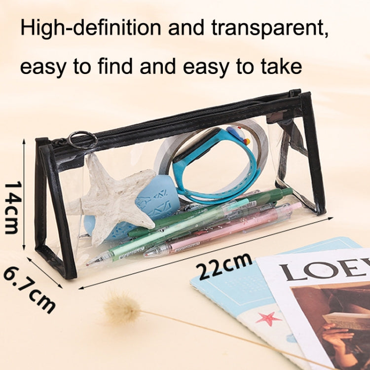 3pcs PVC Student Stationery Storage Transparent Pencil Bag Exam Transparent Zipper Pencil Bag