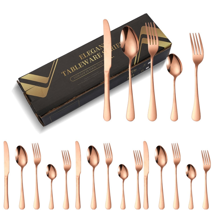 20pcs/set Carton Boxed Gold-Plated Stainless Steel Knife and Fork Set Western Cutlery