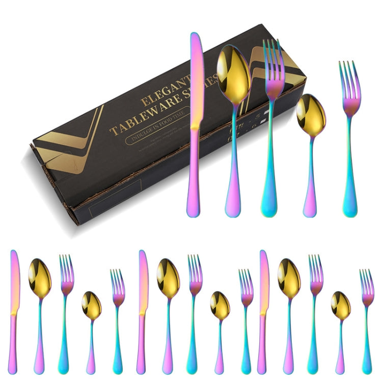 20pcs/set Carton Boxed Gold-Plated Stainless Steel Knife and Fork Set Western Cutlery