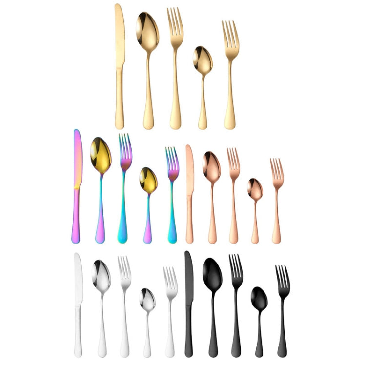 20pcs/set Carton Boxed Gold-Plated Stainless Steel Knife and Fork Set Western Cutlery