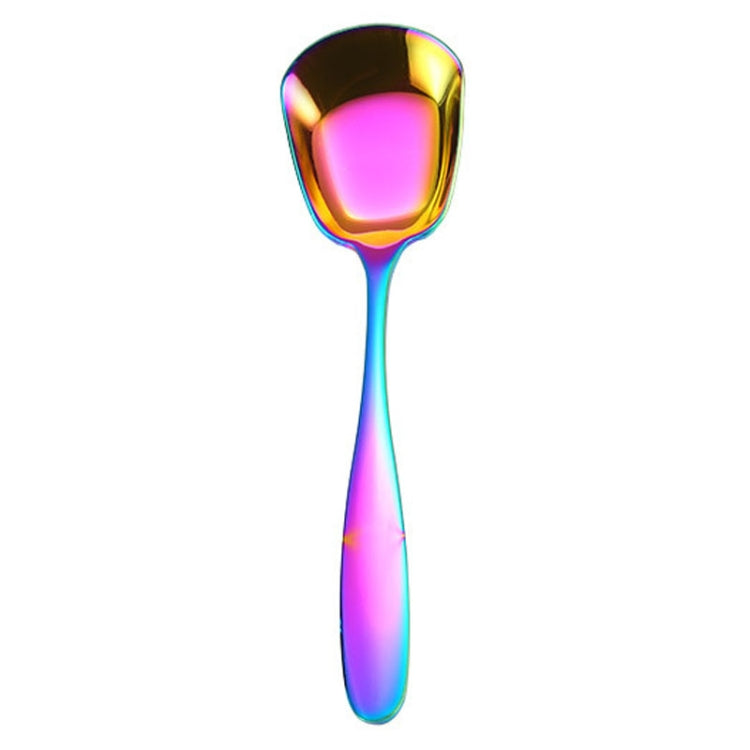 Medium 304 Stainless Steel Spoon Glossy Thickened Flat Head Flat Bottom Serving Spoon