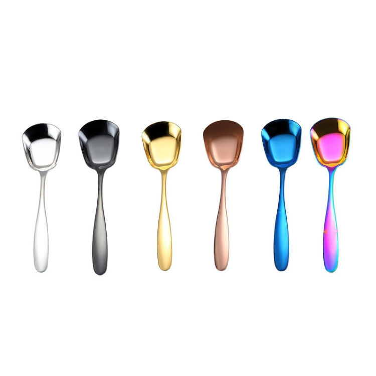 Large 304 Stainless Steel Spoon Glossy Thickened Flat Head Flat Bottom Serving Spoon