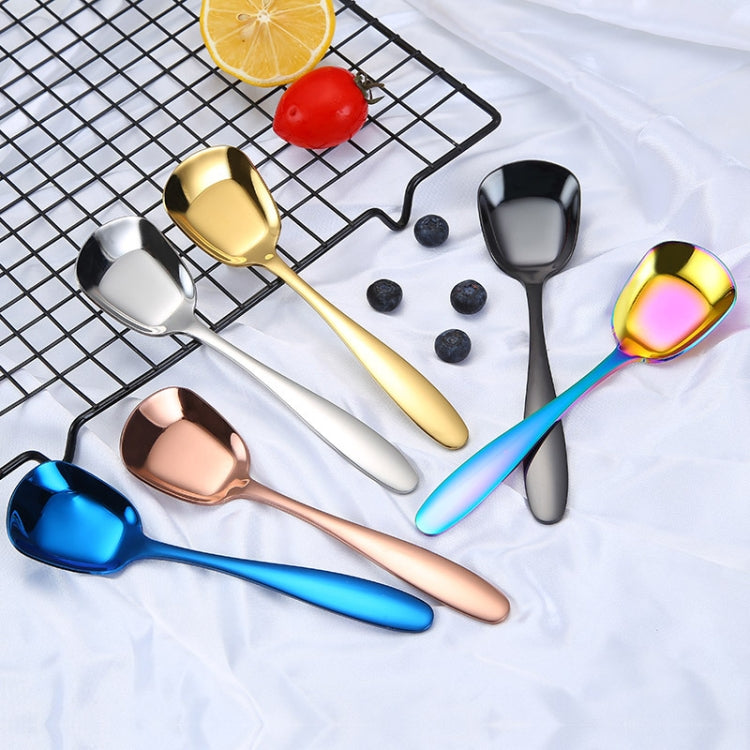 Large 304 Stainless Steel Spoon Glossy Thickened Flat Head Flat Bottom Serving Spoon