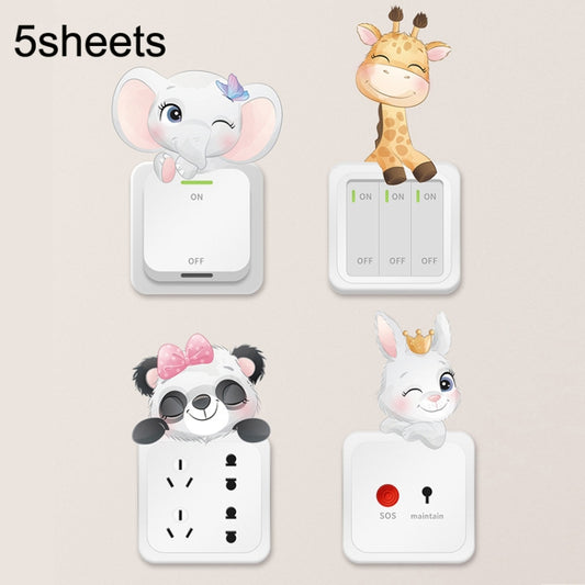 5sheets Cartoon Animal Switch Sticker Children Room Decoration
