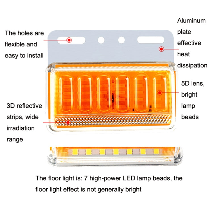 2pcs 24V Truck LED Side Light Car Strong Light Waterproof Super Bright Tire Lamp