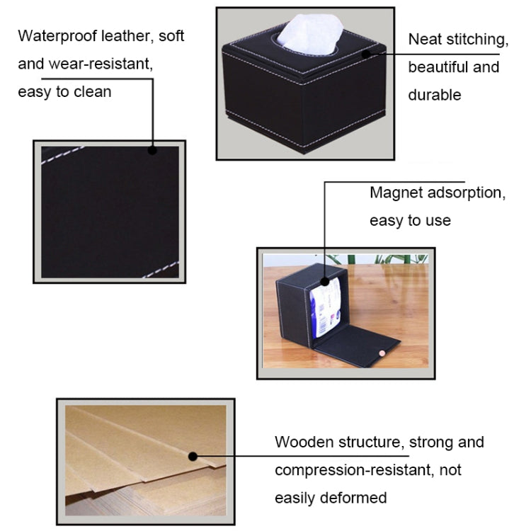 Hotel Restaurant Leather Square Paper Box Car Tissue Box