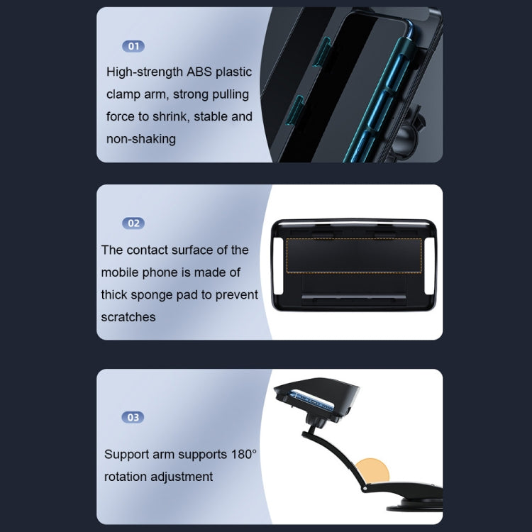 Car Suction Cup Dashboard Mobile Phone Holder with Sun Visor Folding Rotating Car Mount