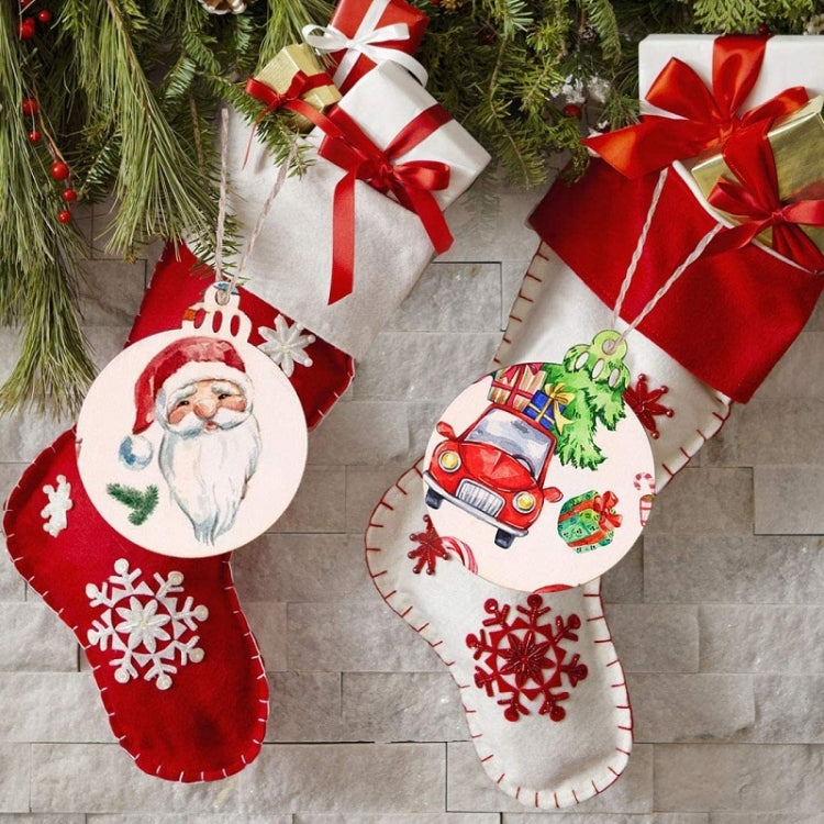 10pcs/Set Wood Chip Hand-Painted Christmas Tree Props Christmas Pendants