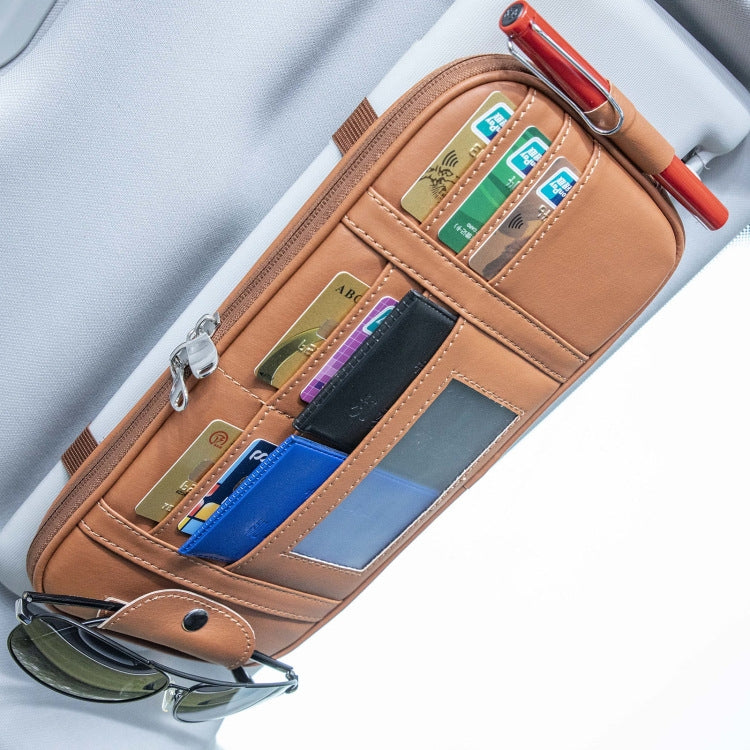 Car Driver License Storage Bag Sun Visor Sunglasses Card Holder
