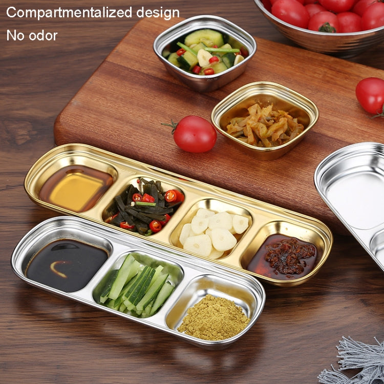 Stainless Steel Square Sauce Dish Hotpot Seasoning Disc Barbecue Tableware